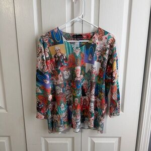 Carre Noir collage patchwork novelty blouse size XL